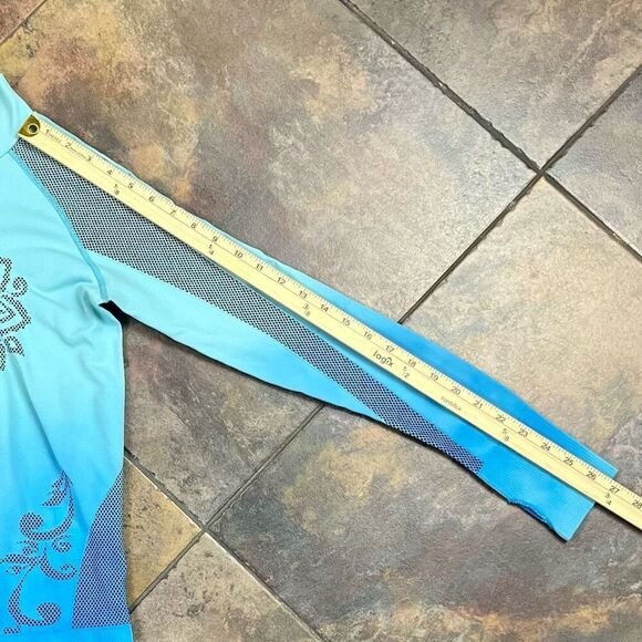 Athleta Blue Ombre Twist 1/4 Zip Long Sleeve Thumbhole Activewear Top Small - Picture 5 of 11